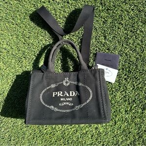 PRADA *PreLoved* Canapa 2 way mini tote handbad